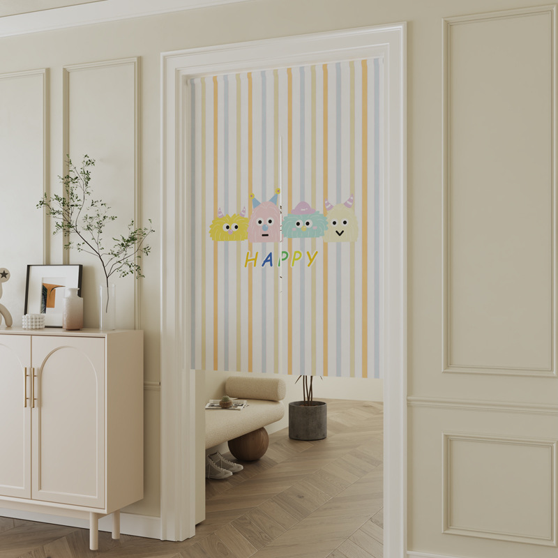 Cute Cartoon Door Curtain Partition Curtain Bedroom Room Bathroom Toilet Door Shade Curtain Kitchen Half Curtain Short Curtain