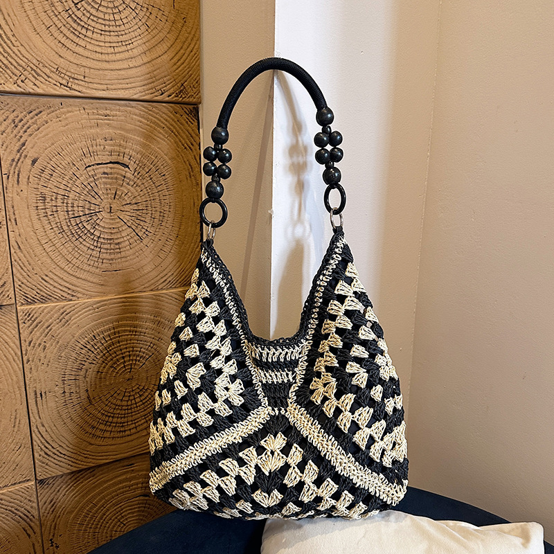 Bolsa de tejido de gran capacidad para mujeres 2026 nuevo verano de vacaciones en la playa bolsa de viaje simple bolsa de arte image 14