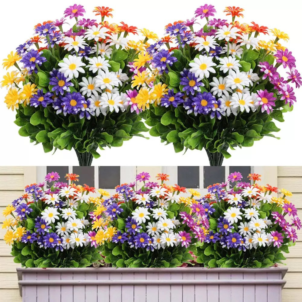 Amazon Cross-Border Artificial 7-Pronged Daisy Artificial Bouquet Plastic Flower Outdoor Balcony Living Room Decoration Dining Table Decoration