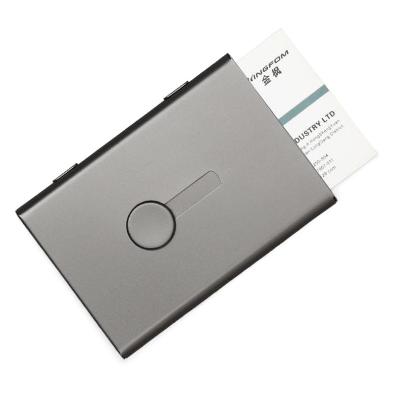 Caja de tarjeta de visita portátil de metal empujado a mano titular de la tarjeta de visita caja de aluminio anodizado caja de embalaje de tarjeta de visita ligera esmerilada ultrafina