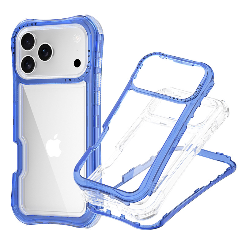 Aplicable Apple IP17 / 18 promax cojín de aire de cintura transparente todo incluido caso de teléfono celular resistente a caídas soporte de impresión de serigrafía LOGO