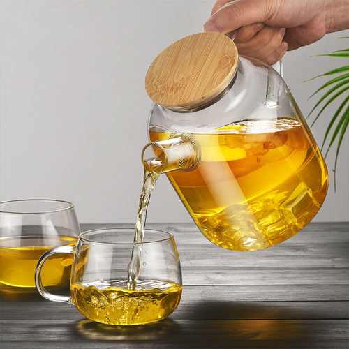 Cold kettle teapot glass high temperature resistant explosion-proof household cold kettle teapot water cup cool white kettle flower teapot