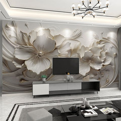 壁紙 3D 立体レリーフフランス花テレビの背景壁壁紙リビングルームの壁布寝室の壁布壁画