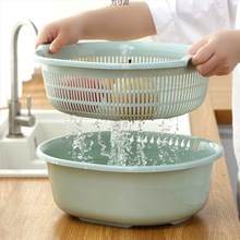 厨房双层滴水篮洗菜盆洗水果篮多用套淘米器洗菜篮沥水篮滤水筛厂