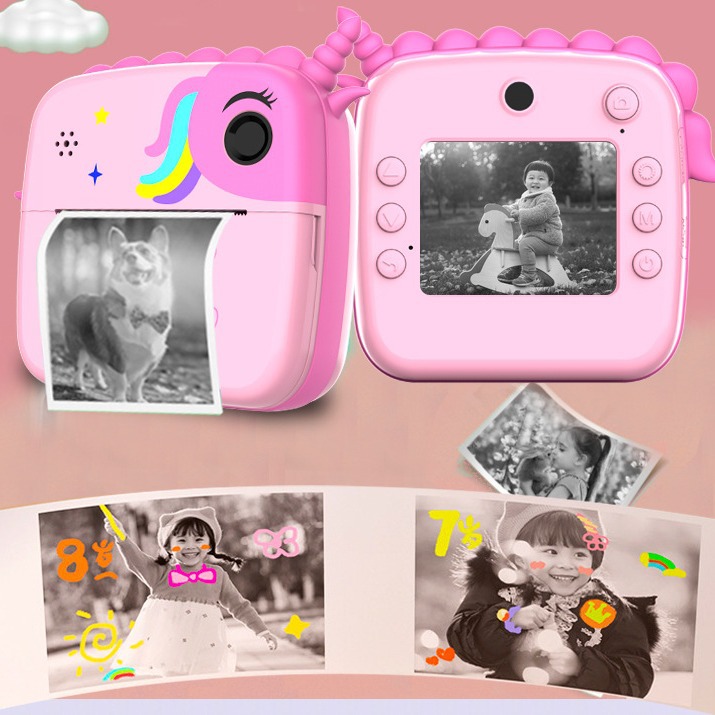 A20 Polaroid niños digital de dibujos animados delantero y trasero doble cámara mini regalo para niños HD foto impresión Cámara