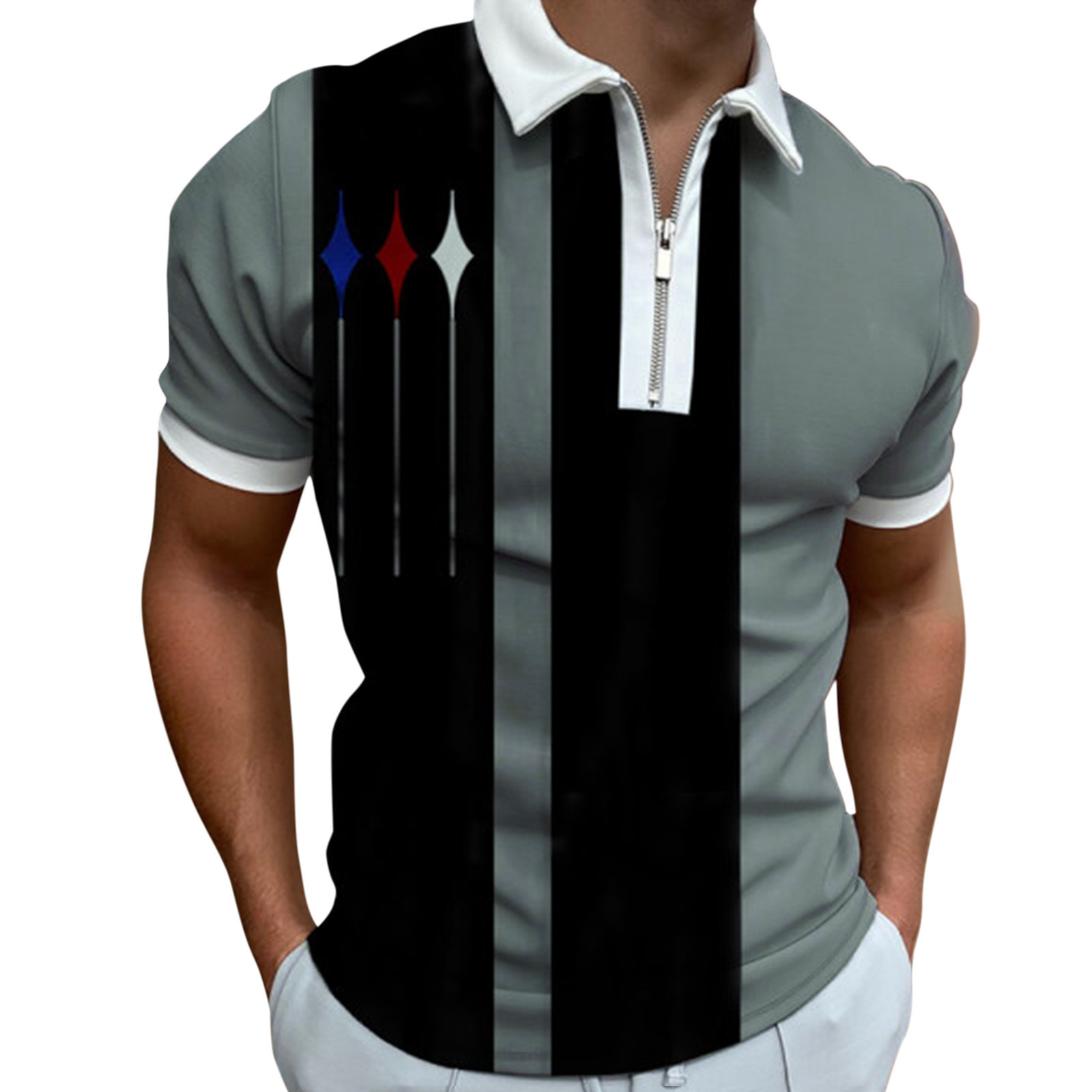 Camiseta Polo de Manga Corta con Cierre y Estampado 3D Informal para Hombre, Nueva Colección de Primavera para Exportación
