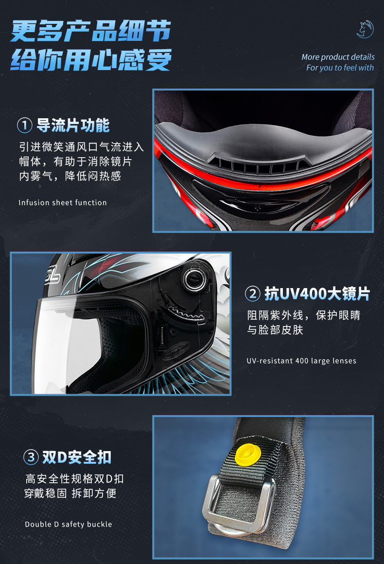 Motorcycle Helmet Full Face with Spoiler Unisex