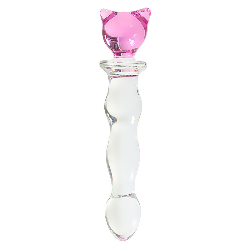 Crystal Glass Dildo Wand, Transparent Heart-Key Design, Smooth Adult Massage Stick — detail image 1