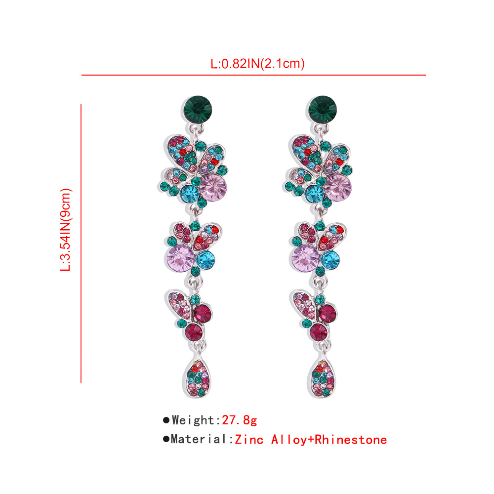 Retro Multi-layer Color Diamond Long Earring display picture 1