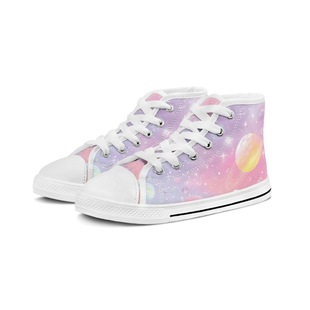 One Piece Order for Children's High-Top Canvas Shoes with Starry Sky Print Kindergarten Indoor Boys' Cloth Shoes for Girls, Middle and Large Children