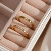 Brand fashionable ring, accessory stainless steel, golden zirconium, European style, light luxury style, 750 sample gold