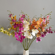 迷你蝴蝶兰仿真花单支插花摆件假花礼堂布景装饰绢花布艺仿真花
