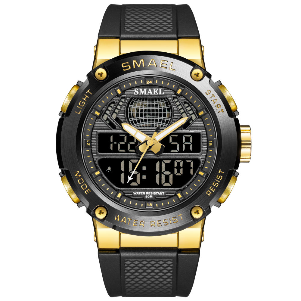 Smair SMAEL8032 moda deportes impermeable reloj doble pantalla reloj de los hombres sincronización alarma LED reloj electrónico