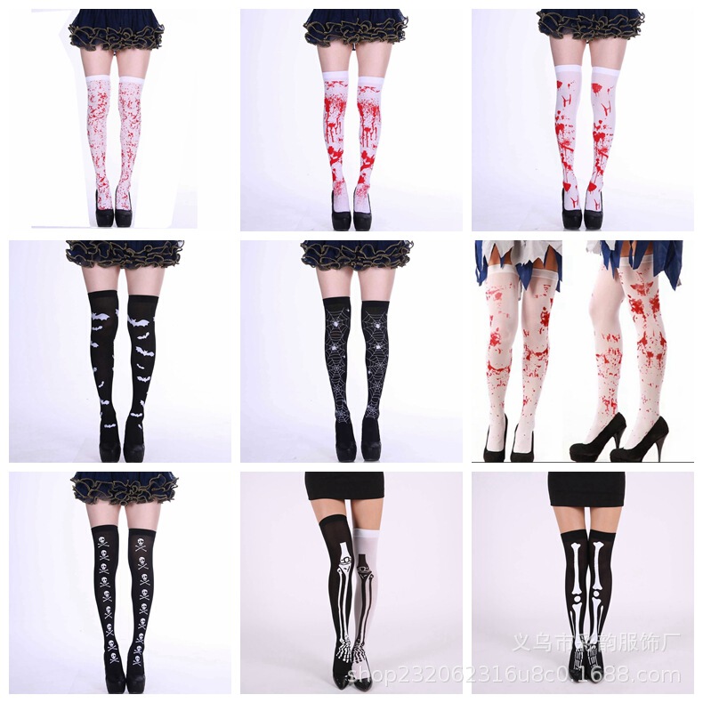 Factory spot wholesale Halloween costume ball blood socks skull socks Easter blood socks skeleton stockings