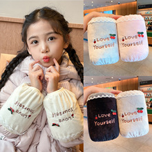 可爱毛绒袖套韩版儿童中长款防污秋冬学生护袖儿童羽绒服短袖筒