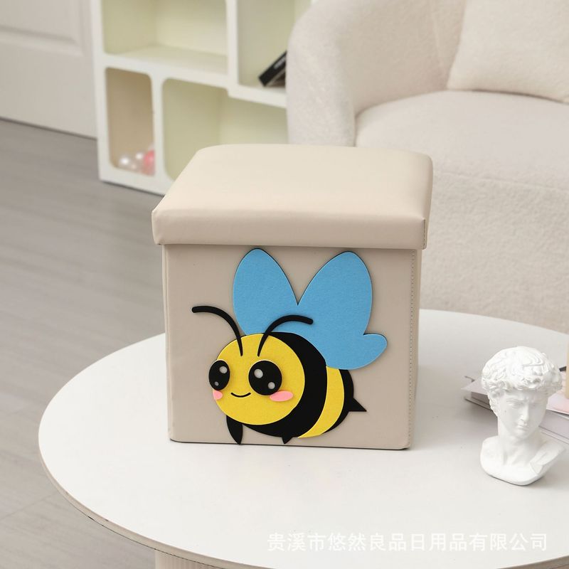 新しいパッチ刺繍収納スツール、蓋付き大型収納ボックス、小型スツール、折りたたみ式靴交換スツール、収納ボックス、防塵収納|undefined