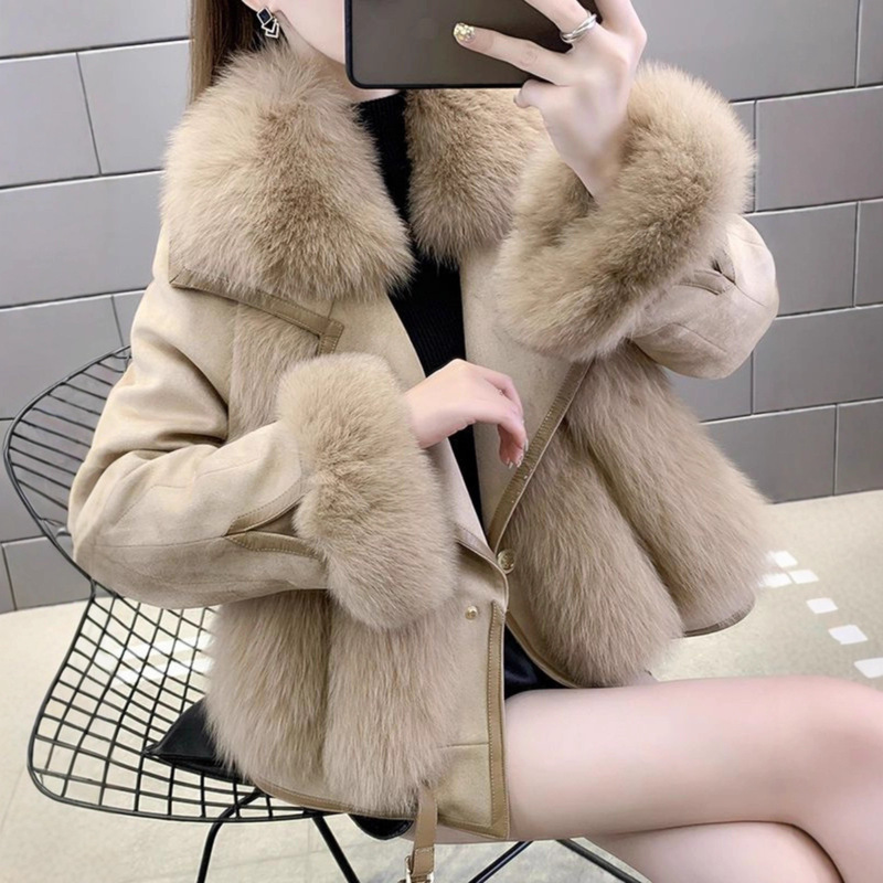 2025 New Winter Suede Imitation Fox Fur Outwear Women's Winter Haining Fashion Fur One-Piece Outwear