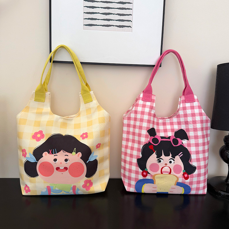 Manufacturer Wholesale Cartoon Fashion Canvas Bag Women's Large Capacity Tote Bag Student 2026 New Casual Vest Bag Manufacturer Wholesale Cartoon Fashion Canvas Bag Women's Large Capacity Tote Bag Student 2026 New Casual Vest Bag