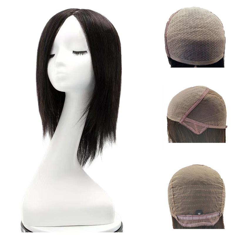 Full Human Hair Wig, Fully Hand-Knitted, Can Be Permed and Dyed, Lightweight Full Hand-Knitted Wig for Women