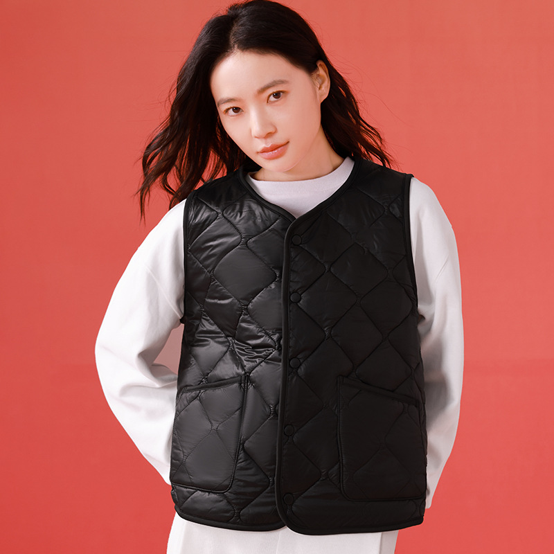 Nueva pareja chaleco acolchado de algodón otoño e invierno hombres y mujeres con el mismo estilo chaleco cálido chaleco de color sólido chaqueta de punto por dentro y por fuera image 5