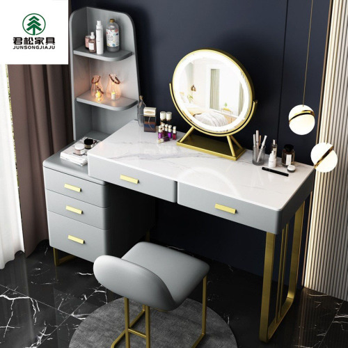 Nordic simple light luxury slate dressing table with mirror solid wood dressing table small apartment storage cabinet integrated dressing table