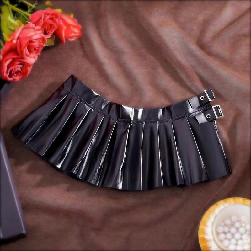 Xiyun Ol Nightclub Sexy Short Skirt Pu Leather Pleated Skirt Sexy Leather Skirt Royal Sister Sm Side-Slit Ultra-Short Skirt Lingerie Xiyun Ol Nightclub Sexy Short Skirt Pu Leather Pleated Skirt Sexy Leather Skirt Royal Sister Sm Side-Slit Ultra-Short Skirt Lingerie