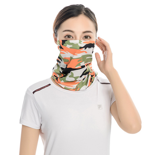 Summer new milk silk scarf outdoor sun protection riding mask breathable sweat-absorbent multi-functional neck protection ice silk scarf