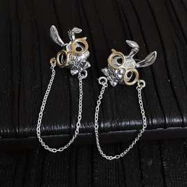 昌昊  wish跨境欧美热销眼镜兔造型链条耳钉精美饰品批发