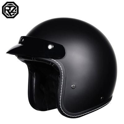 Orz motorcycle helmet men's and women's 3C certification 3/4 helmet winter retro half helmet electric locomotive four seasons can be equipped with Bluetooth (Motosiklet dəbilqələri) - m-matte-black