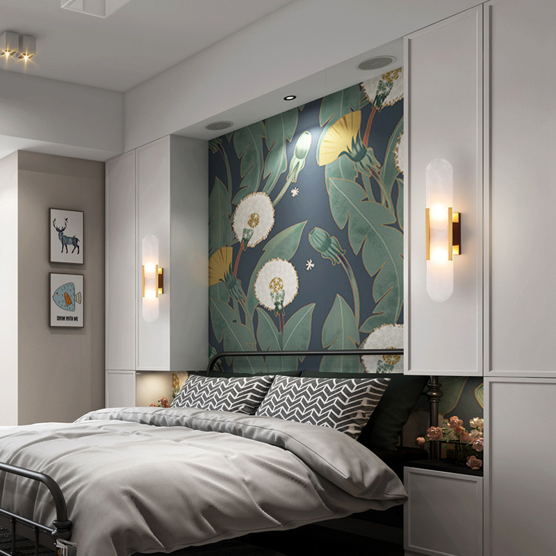 lámparas de pared de sala de estar diseñador moderno diseño creativo lámparas de pared dormitorio creativo cabeza de cama TV en la nube de piedra fondo puerta de entrada