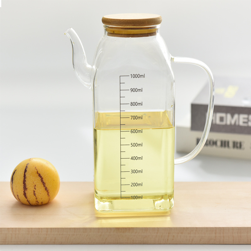 Olla de aceite de vidrio botella de aceite a prueba de fugas tanque de aceite doméstico Olla Cocina salsa de gran capacidad taza de aceite de vinagre botella de condimento estilo europeo