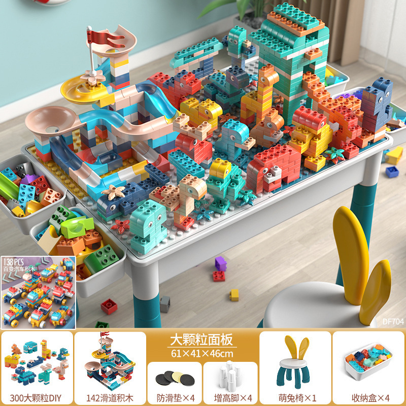 Mesa de bloques de construcción para niños 3–6 años | Mesa educativa multifuncional con rompecabezas y piezas grandes