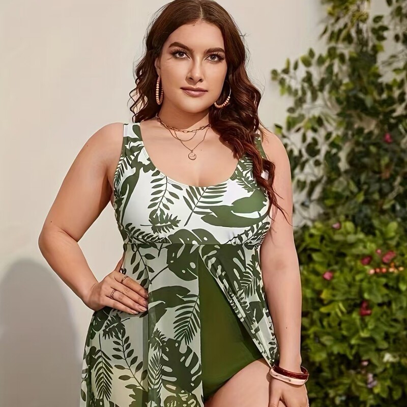 2025 New European and American Amazon AliExpress Fashion Printed Aunt Swimwear Beach Vacation Women Swimwear