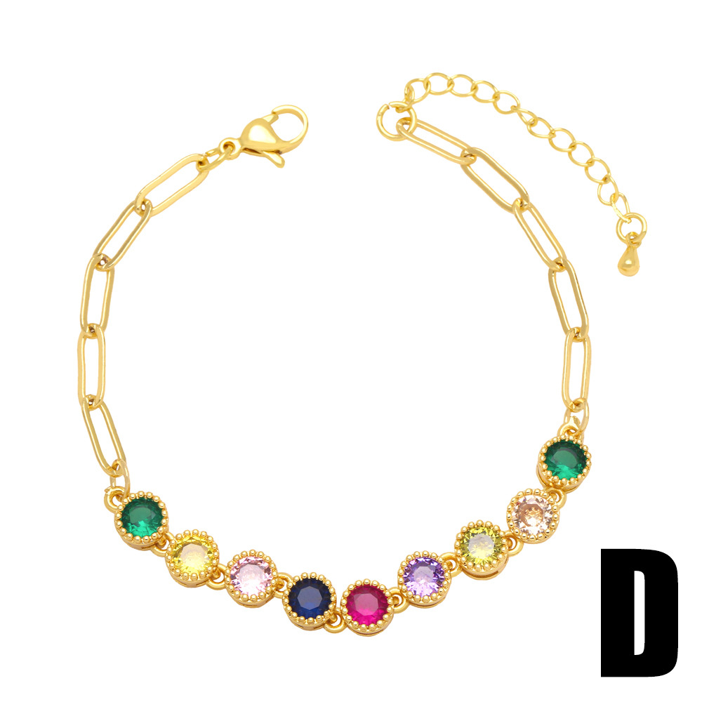 Fashion Geometric Copper Bracelets Splicing Gold Plated Zircon Copper Bracelets