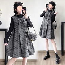 孕妇套装2025春夏韩版简约俏皮甜美蝴蝶结波点背心短裙两件套