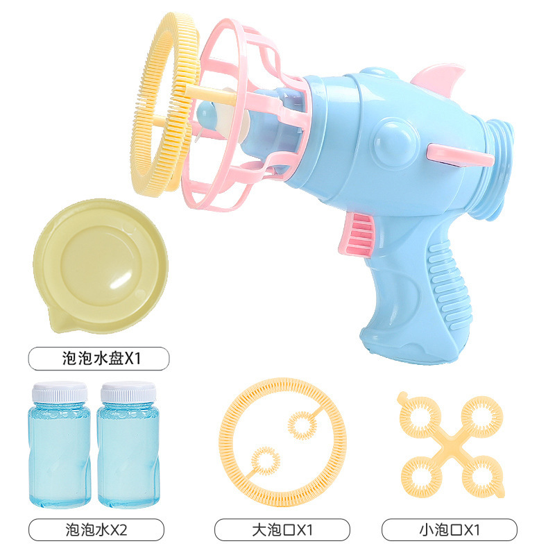 包郵兒童卡通電動(dòng)風(fēng)扇泡泡槍多孔吹泡泡地?cái)偀豳u玩具加特林泡泡機(jī)