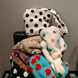 韩国东大门秋冬新款单肩包女毛绒羊羔毛洋气毛呢休闲大容量斜挎包