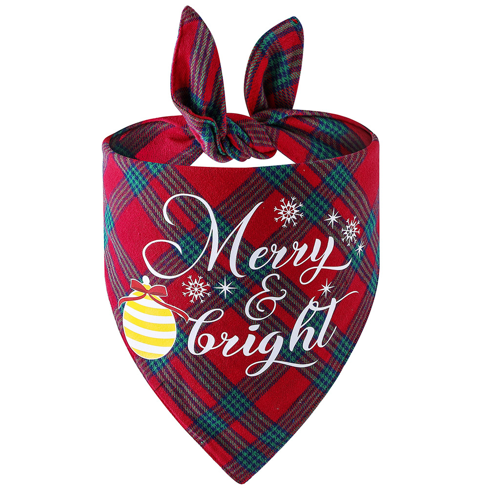 Original transfronterizo nuevo algodón a cuadros mascota triángulo bufanda perro bufanda Navidad mascota saliva toalla mascota bufanda