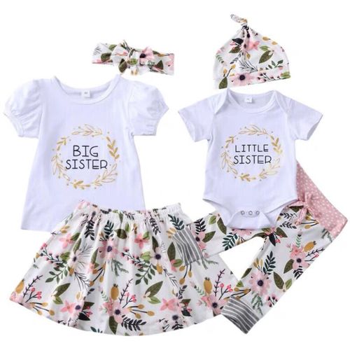 Summer Baby Girls Baby Sister Sister Princess Dress Headband Set Big Little Sister
