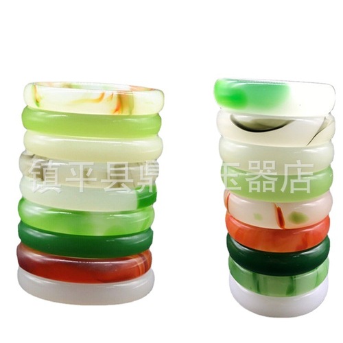 Manufacturer Direct Sales Imitation Jade Powder Bracelet, White Jade and Green Jade Gift Jade Bracelet, Street Vendor Style Glass Bracelet Live Stream