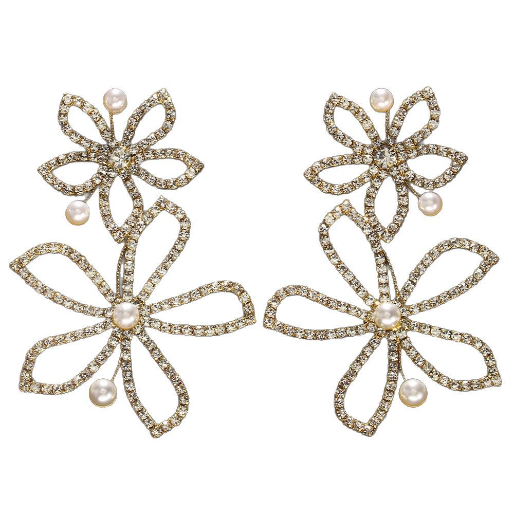 Perlas transfronterizas flores pendientes pétalos estereoscópicos pendientes nicho de alta calidad pendientes