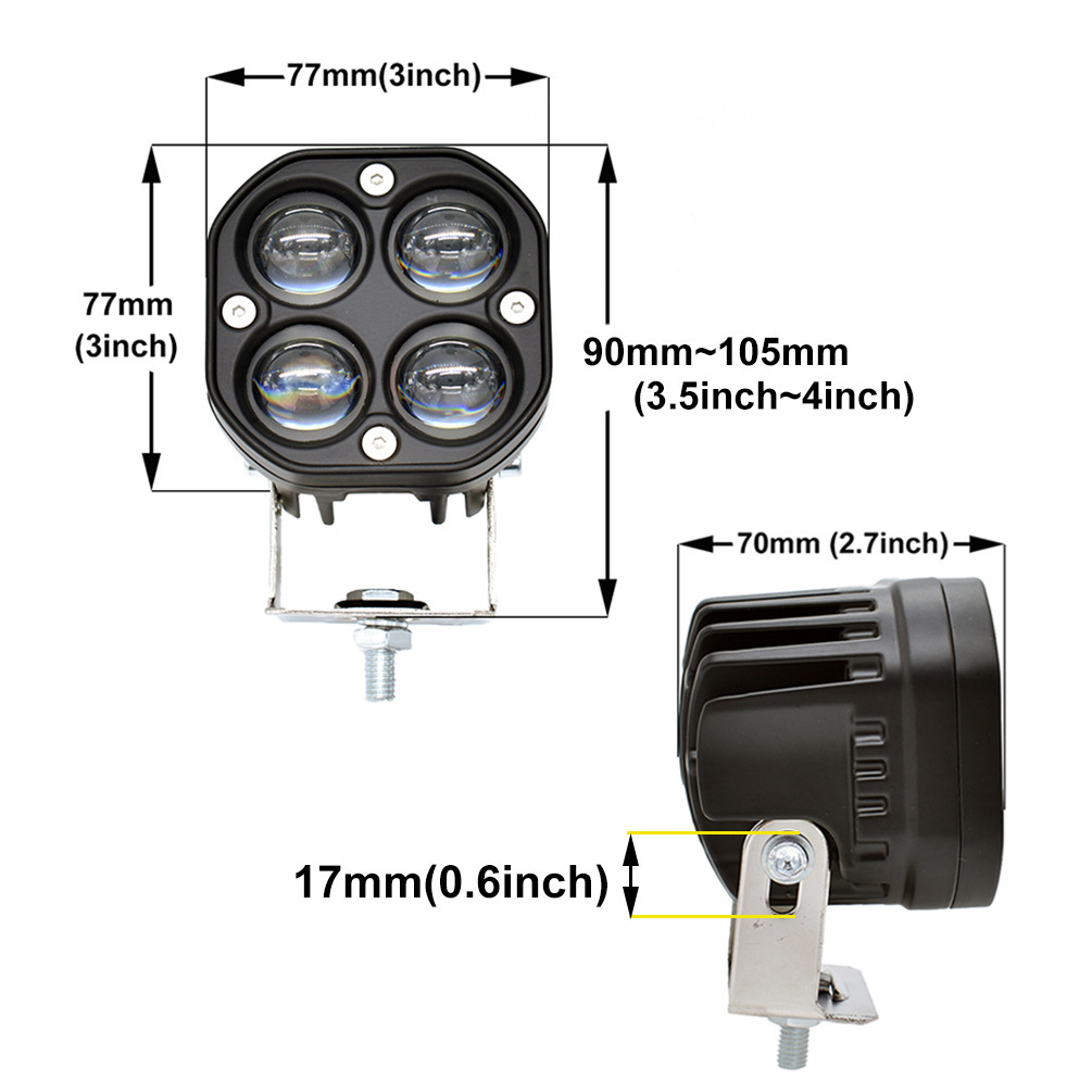 Wrangler spotlight 3 inches 5D 40W car LED work light motorcycle spotlight two-color flash off-road vehicle light