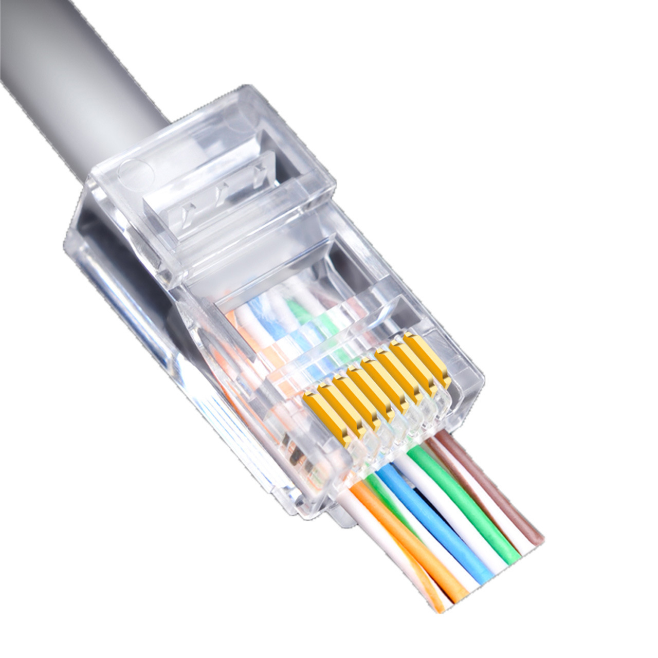 RJ45������CAT5E UTP8P8C EZͨ��ˮ��ͷ���׷����ζƽ�ˮ��ͷ��ͭ