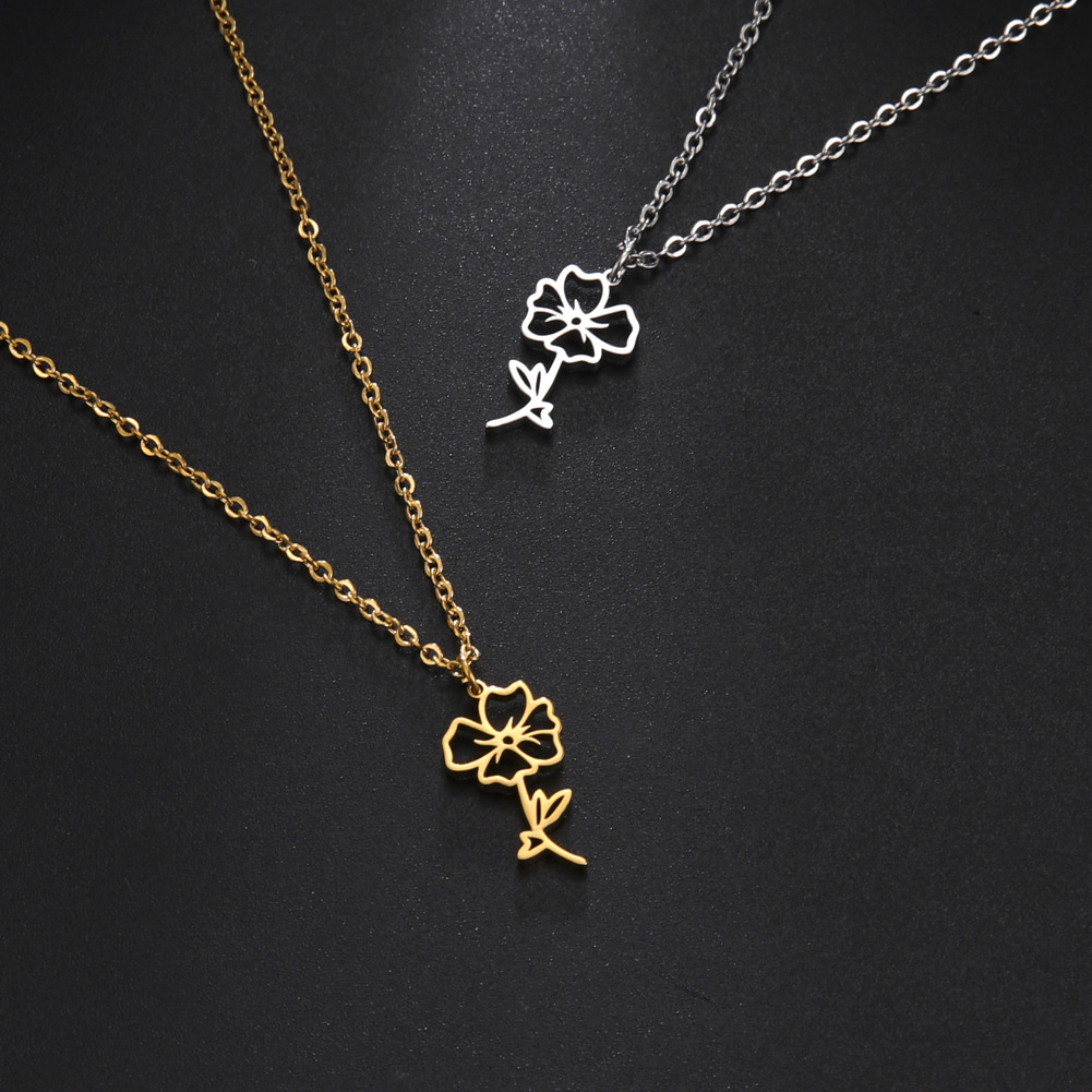 Fashion Flower Stainless Steel Plating Pendant Necklace 1 Piece