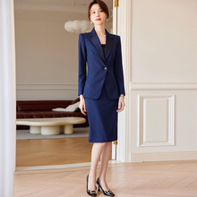藏青色小香风套装女春装小个子职业西装气质名媛休闲西服两件套秋