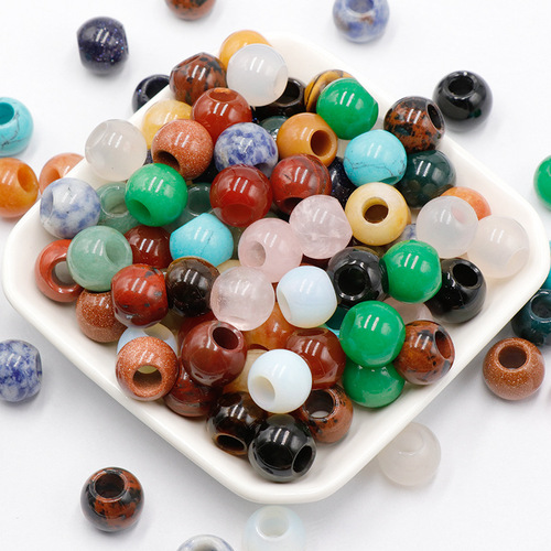 Natural Crystal Agate Powder Crystal 12mm Large Hole Beads Scatter Beads Spacer Beads DIY Hairpin Bracelet Pendant Accessories