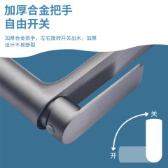 不鏽鋼槍灰平板單孔面盆龍頭洗臉盆洗手盆衛生間台盆龍頭單冷龍頭