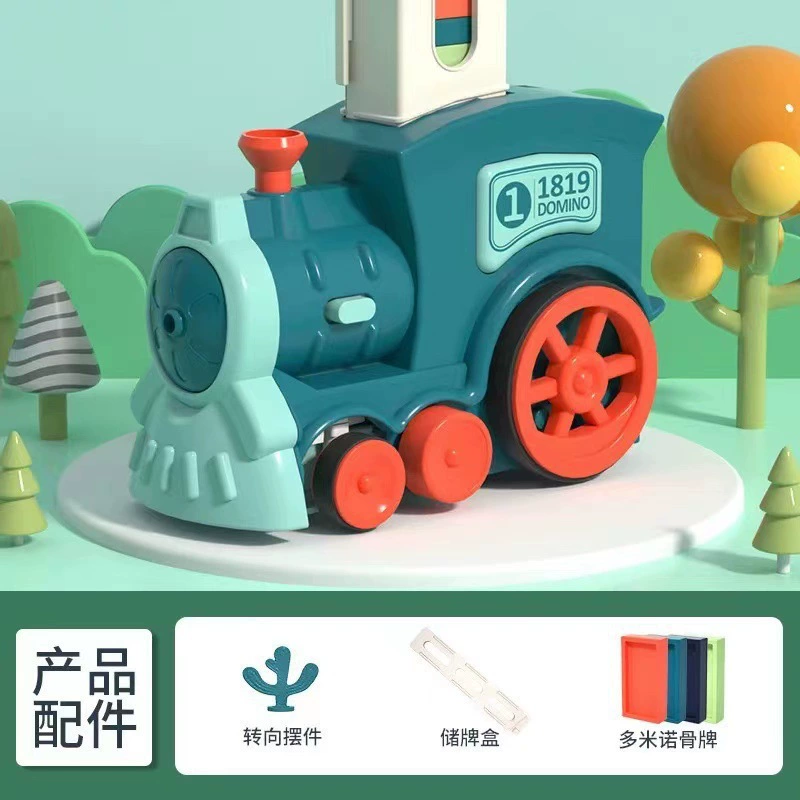 Electric dominoes for boys, automatic train, constructor, (Cross-border trading)