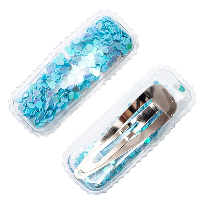 Children's sequin BB clip color gradient quicksand hairpin girl bangs broken hair cute side clip handmade diy clip