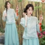 夏季印花七分袖文艺女上衣